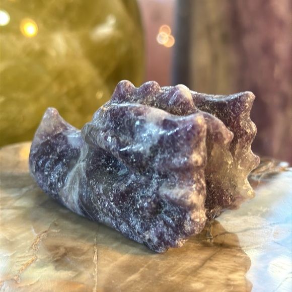 Lepidolite Crystal Dragon Head Carving! - Picture 5 of 9